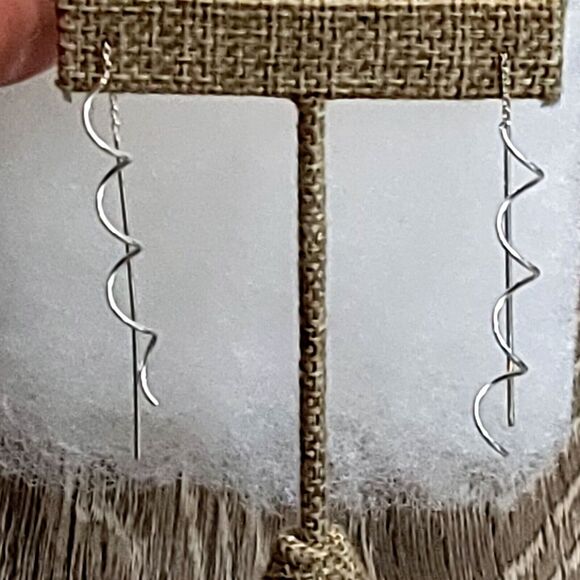 925 Sterling Silver Spiral Earrings - Picture 8 of 12